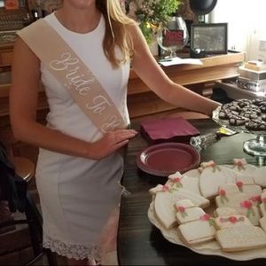 White Calvin Klein Lace Trim Sheath dress